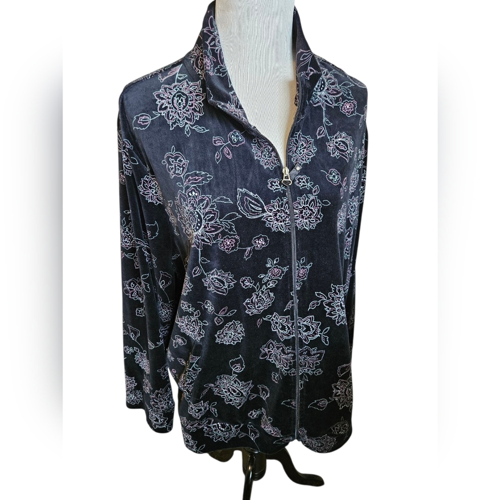 NYL Floral Zip-Up Jacket Plus Size 3X
